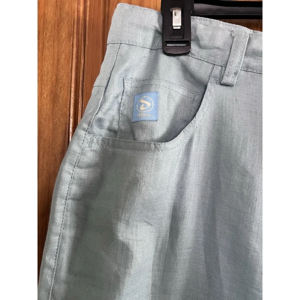Vintage Davoucci Mens 100% Linen Blue Baggy‎ Wide Leg Pants 34x33 Old Money Y2K